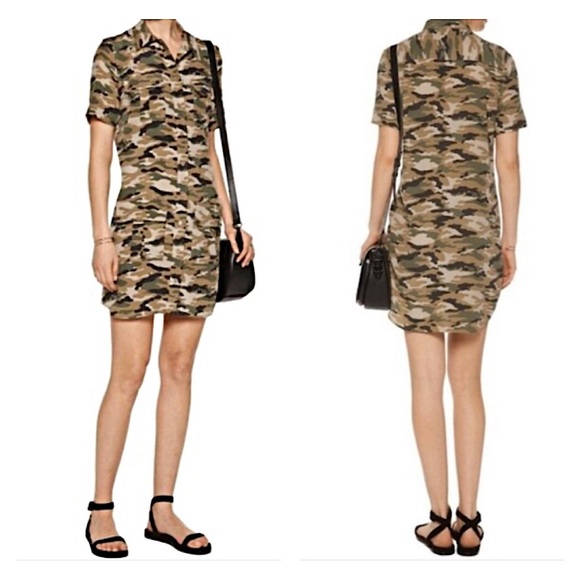 Equipment Dresses & Skirts - Equipment Remy Silk Camo Utility Shirtdress
